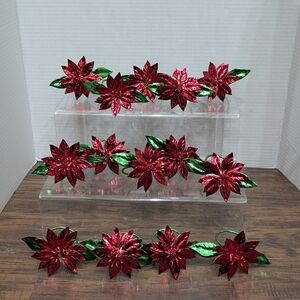 Festive Red and Green Poinsettia Napkin Rings